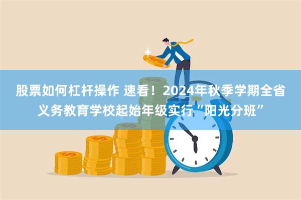 股票如何杠杆操作 速看！2024年秋季学期全省义务教育学校起始年级实行“阳光分班”