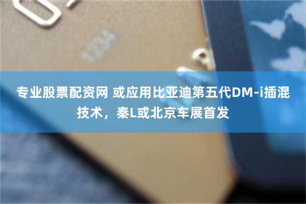 专业股票配资网 或应用比亚迪第五代DM-i插混技术，秦L或北京车展首发