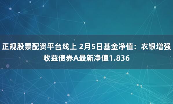 正规股票配资平台线上 2月5日基金净值：农银增强收益债券A最新净值1.836