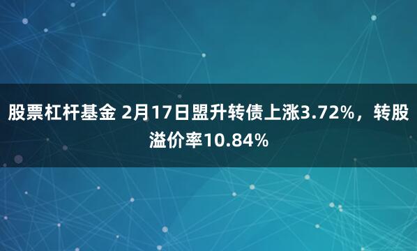 股票杠杆基金 2月17日盟升转债上涨3.72%，转股溢价率10.84%