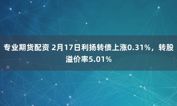 专业期货配资 2月17日利扬转债上涨0.31%，转股溢价率5.01%