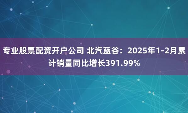 专业股票配资开户公司 北汽蓝谷：2025年1-2月累计销量同比增长391.99%